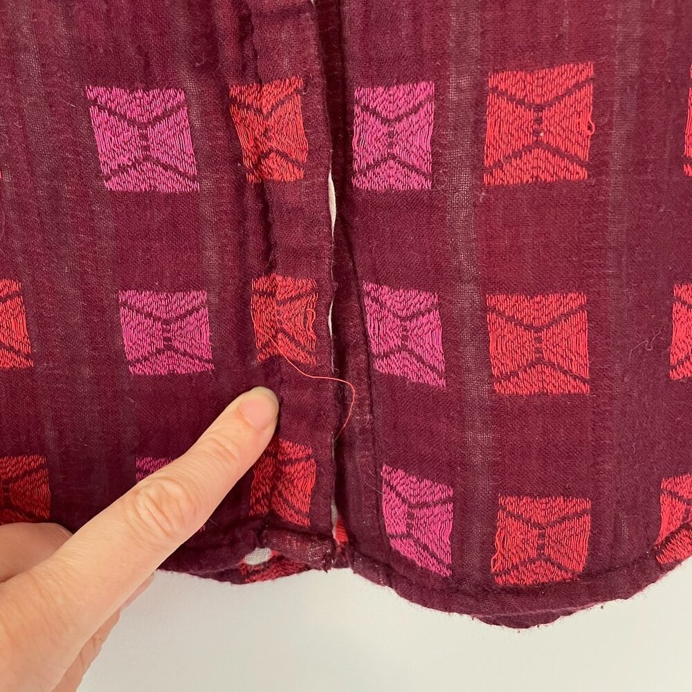 Button-Up Top In Oxblood - Multiple Flaws - image 5